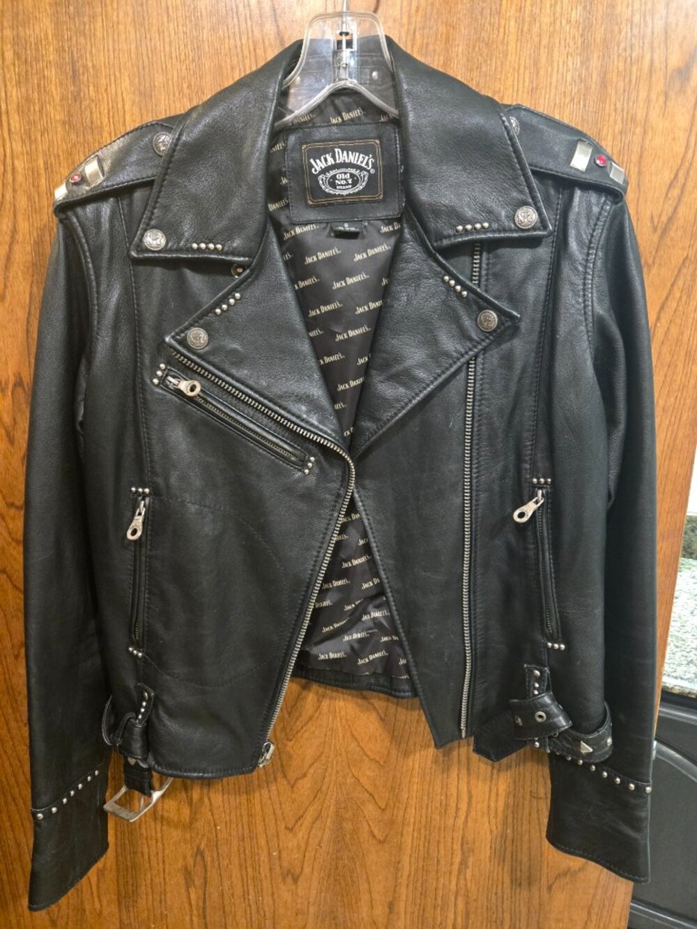 VTG Women’s Jack Daniel's Fringed Leather Biker Jacket, Small